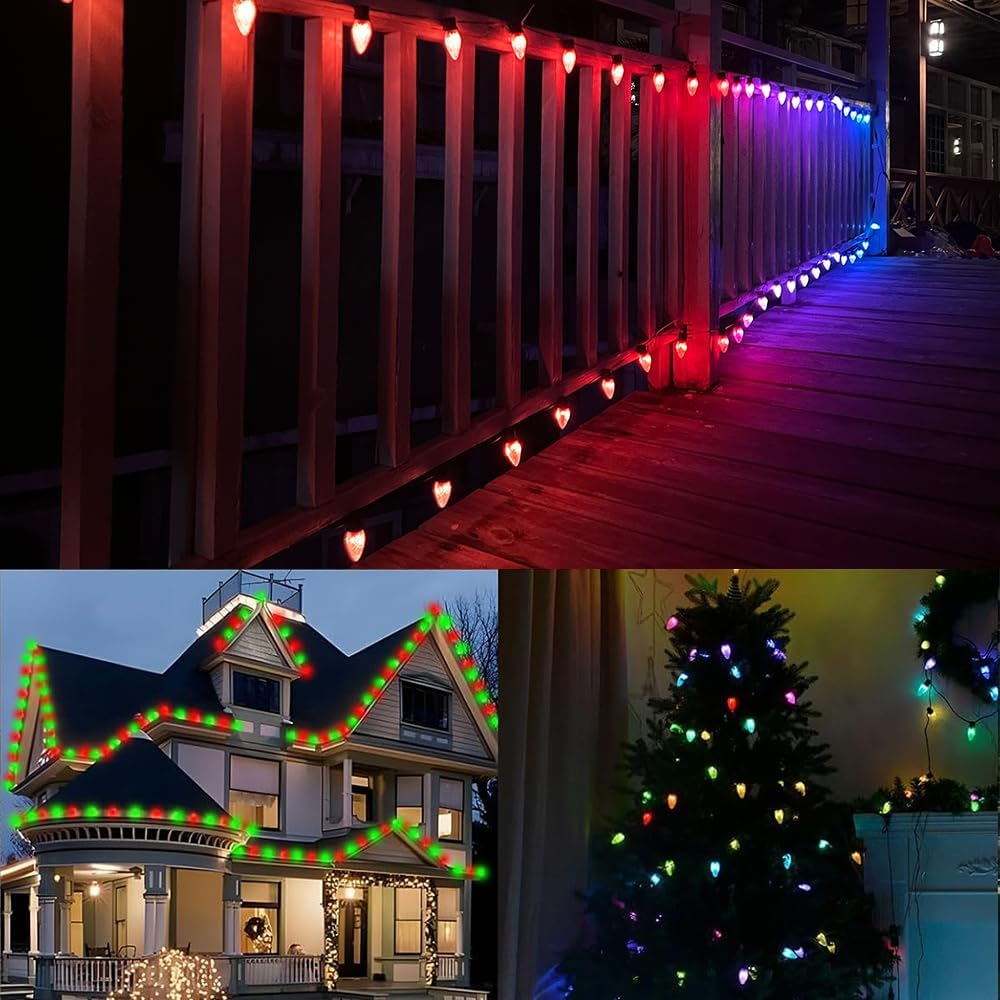 Luces de Navidad inteligentes, C9 para exteriores, 65.6FT.