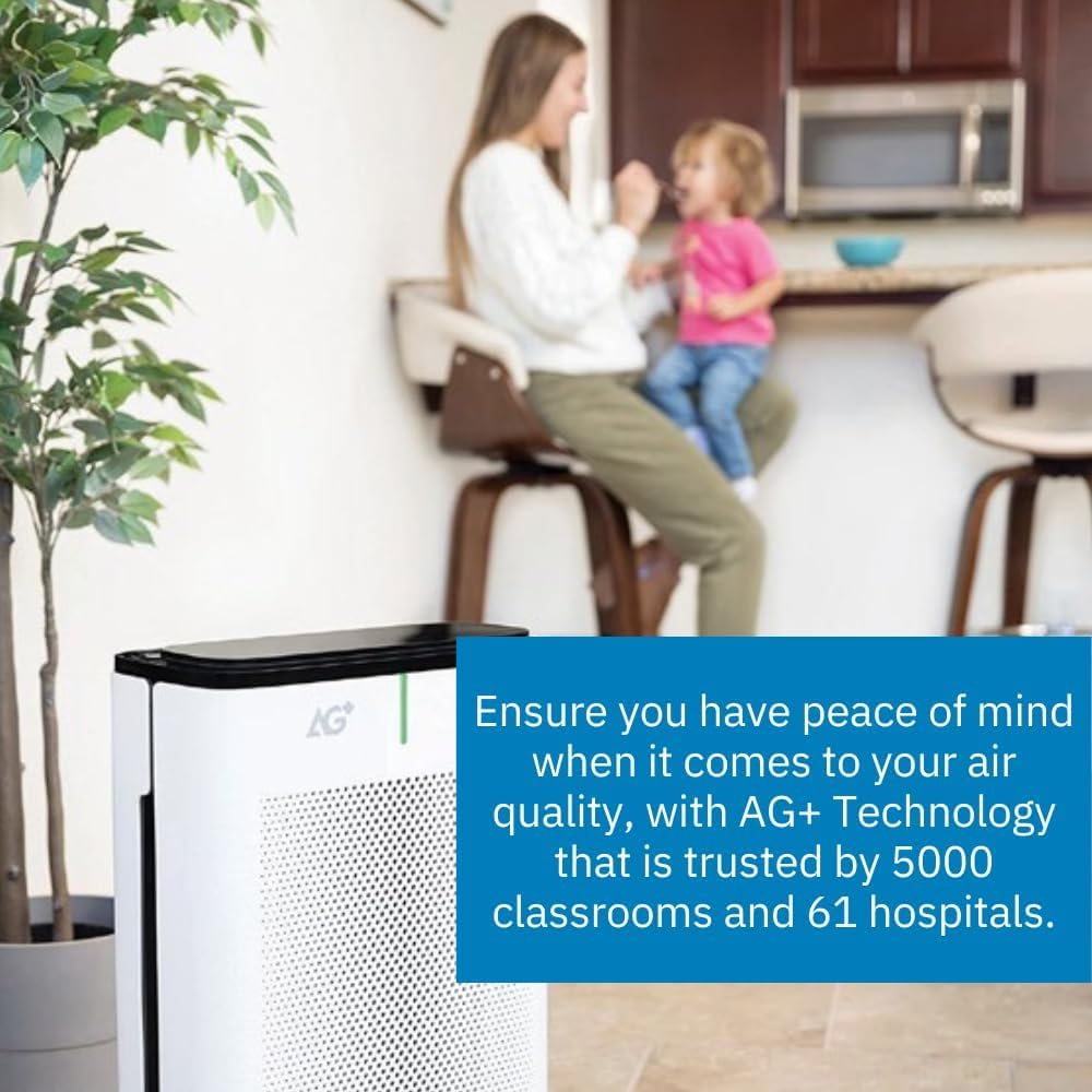 Pro Purificador de aire limpio con tecnología Aurabeat AG+ Brondell P700BB-W