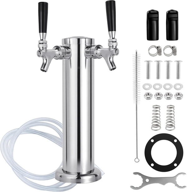 Torre Kegerator de acero inoxidable, Ferroday 3", Grifo doble