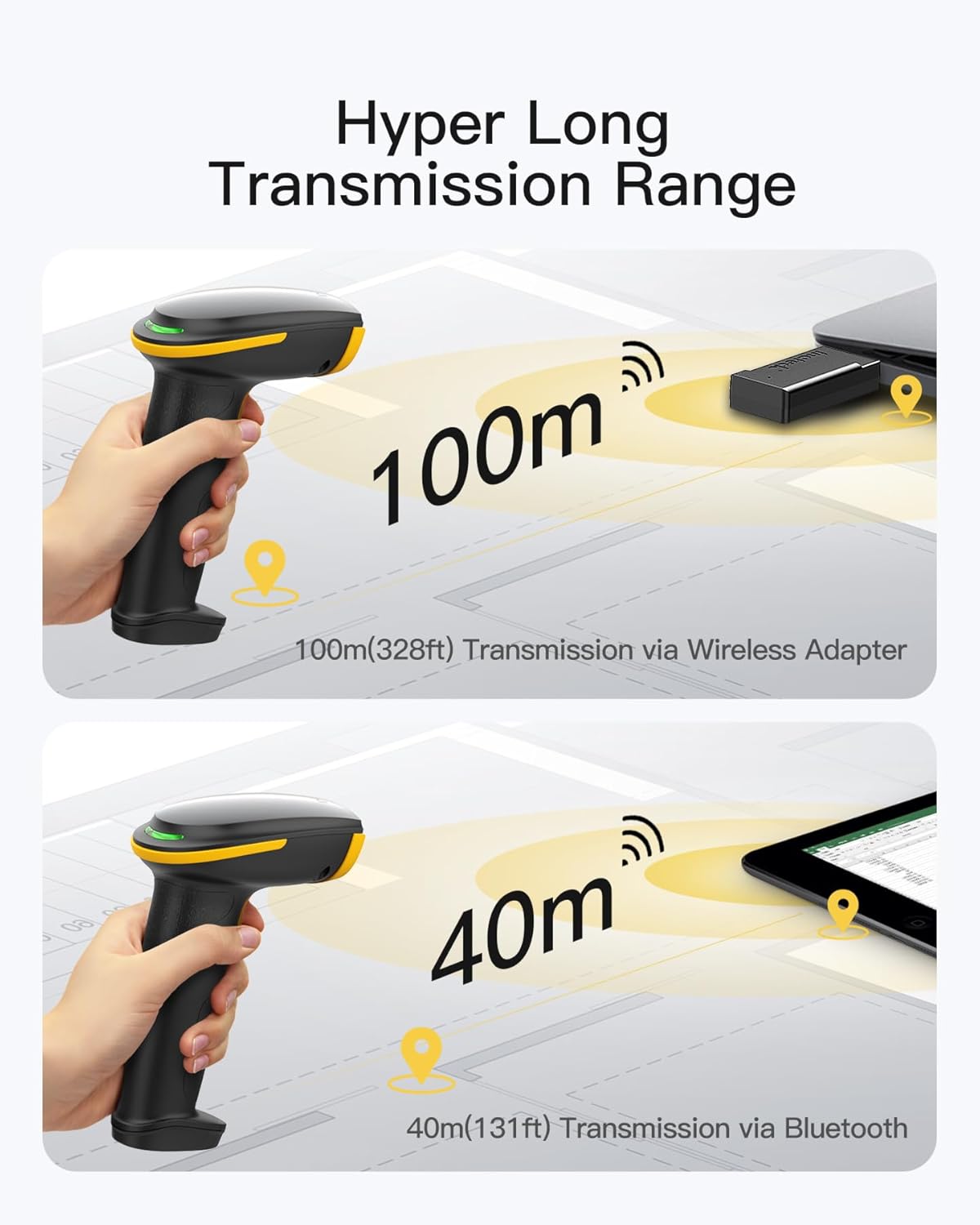 Inateck Escáner de código de barras 2D, escáner inalámbrico.