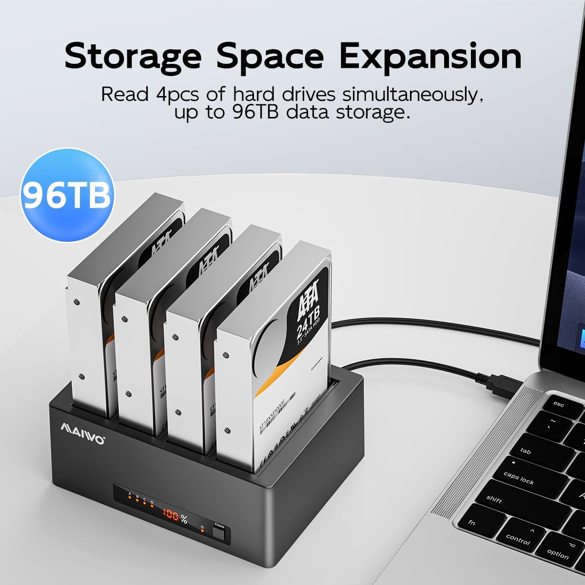 Duplicador de disco duro de 4 bahías, 5 Gbps de velocidad
