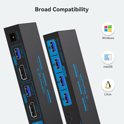 Switch KVM DisplayPort 8K DP para 2 ordenadores.