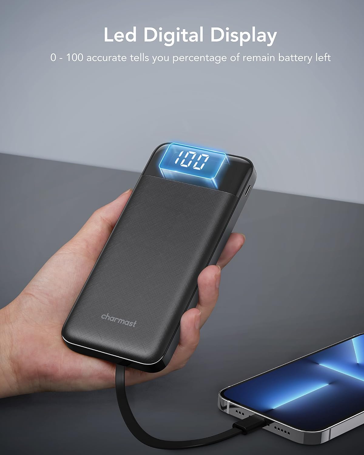 Charmast - Batería portátil con cable integrado 10 000 mAh (Usado)