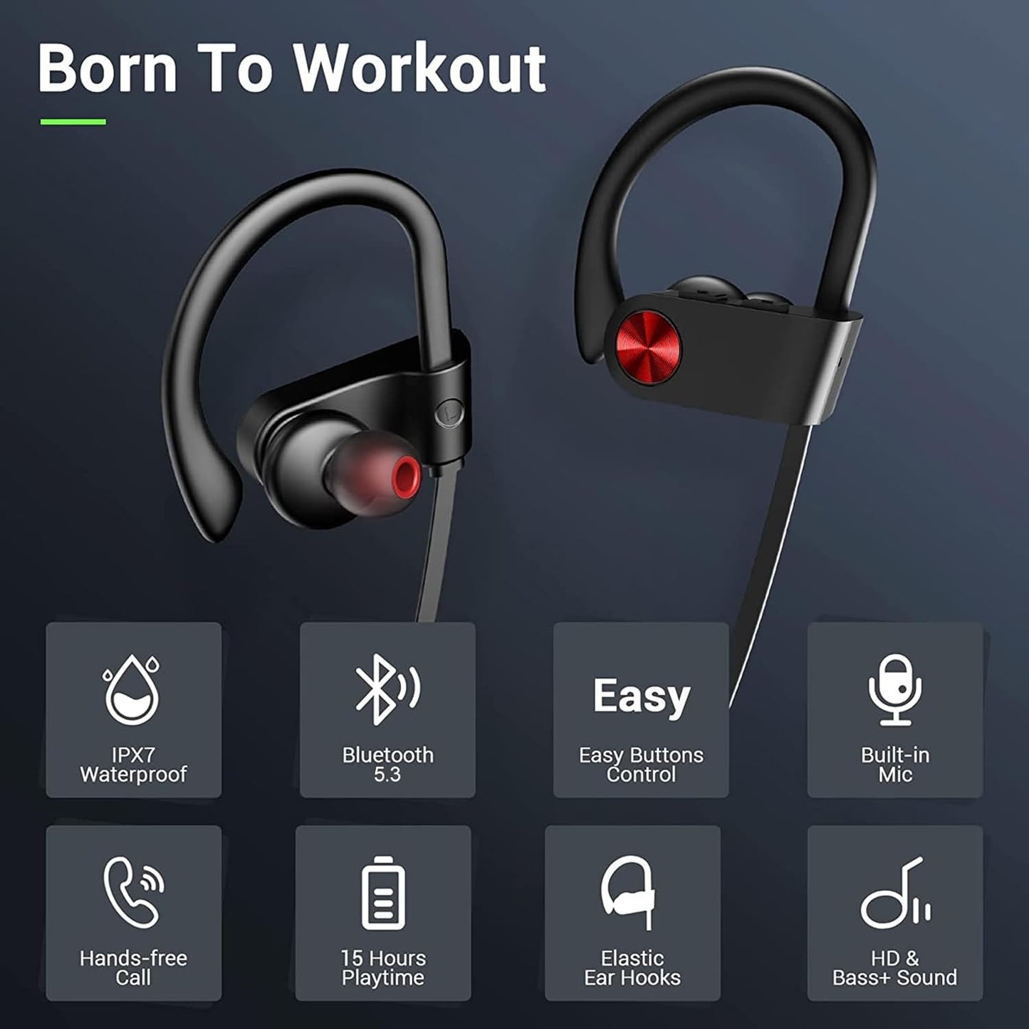 Auriculares Bluetooth impermeables deportivos inalámbricos