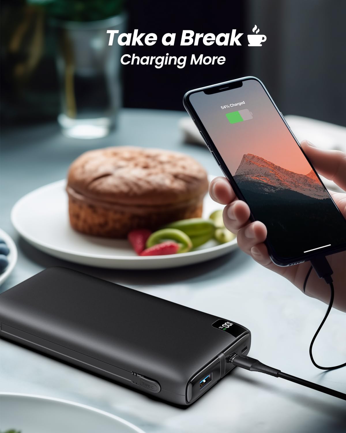 Batería externa Powerbank de 26800 mAh cables integrados (USADO)