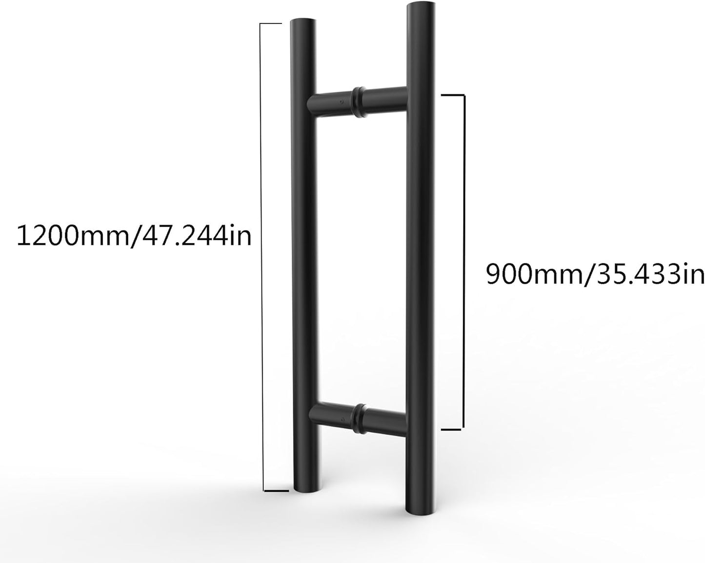 Manija de puerta de acero inoxidable, 48", acabado negro mate.