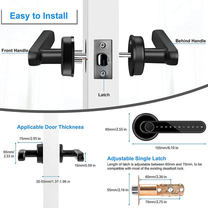 Cerradura de puerta con huella dactilar, cerradura de puerta inteligente con teclado, cerradura de entrada sin llave, con asa para hogar, hotel, oficina, departamento, recámara