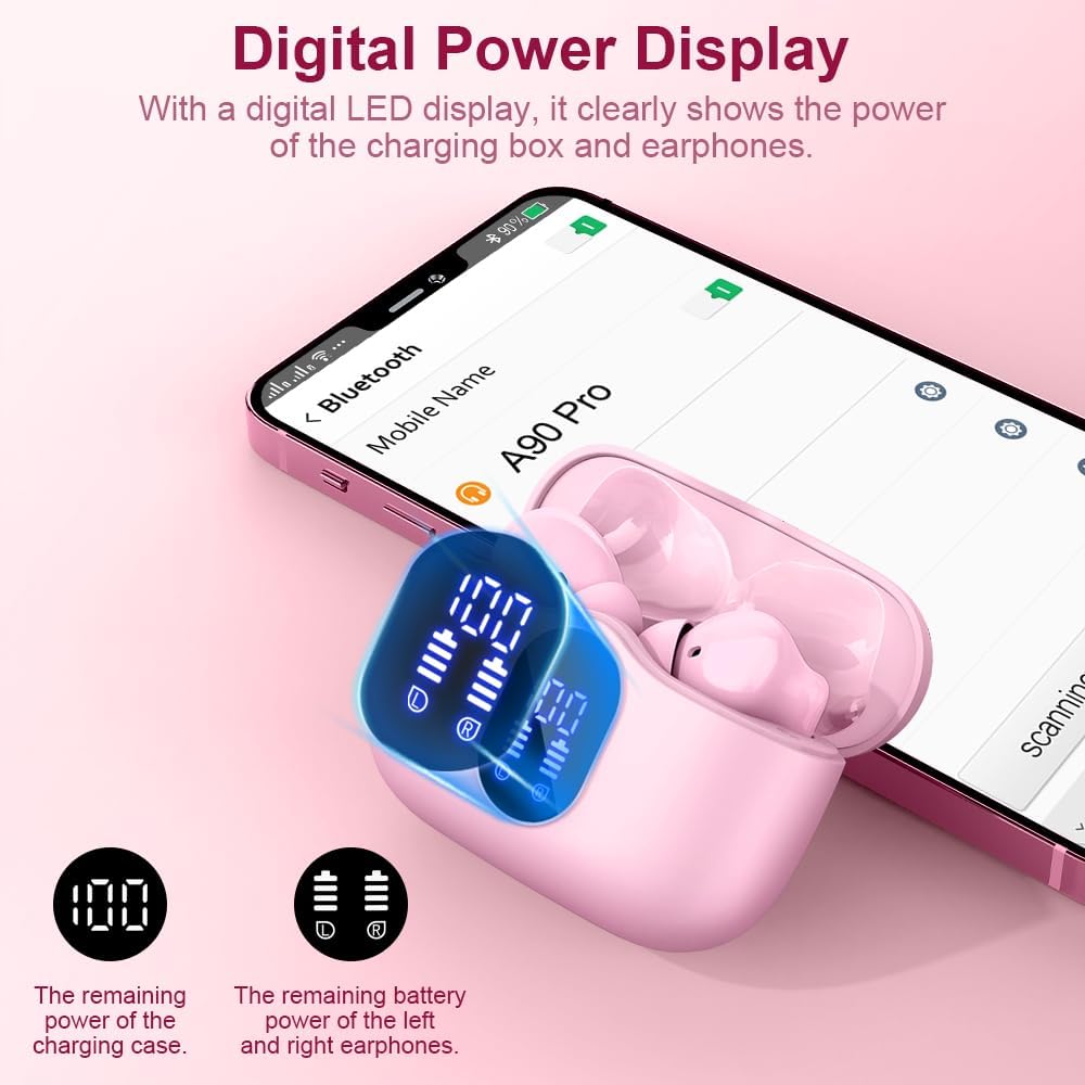 Auriculares Inalámbricos Btootos A90 Bluetooth rosa