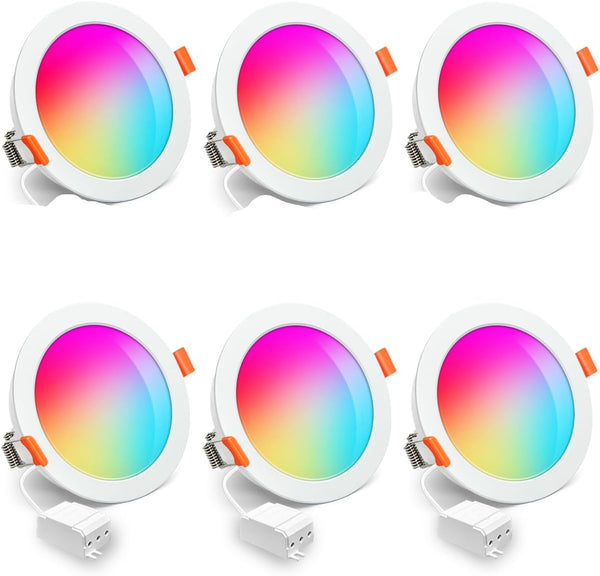 Downlights LED de 6 pulgadas, 16 W, color RGB, blanco cálido (DETALLE)