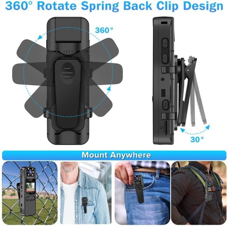 Sixmou Cámara Corporal HD 1296P Con Audio y Video.