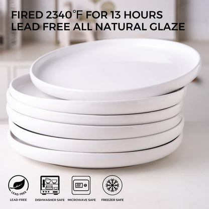 Platos de Cerámica 10.5” AmorArc 6pz Blancos Resistentes
