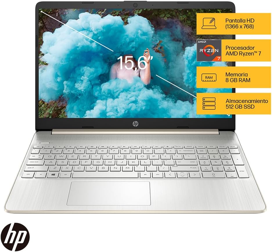 HP Laptop, AMD Ryzen 7, Windows 11 Home, Teclado en Español.