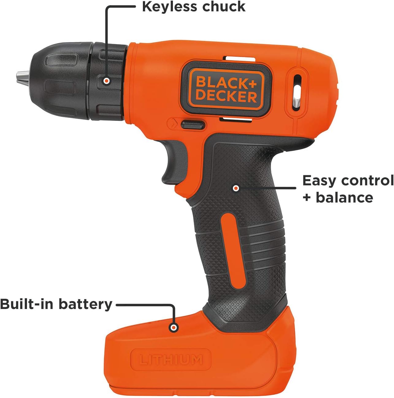 Taladro inalámbrico BLACK+DECKER 8 V Máx. (BDCD8C)