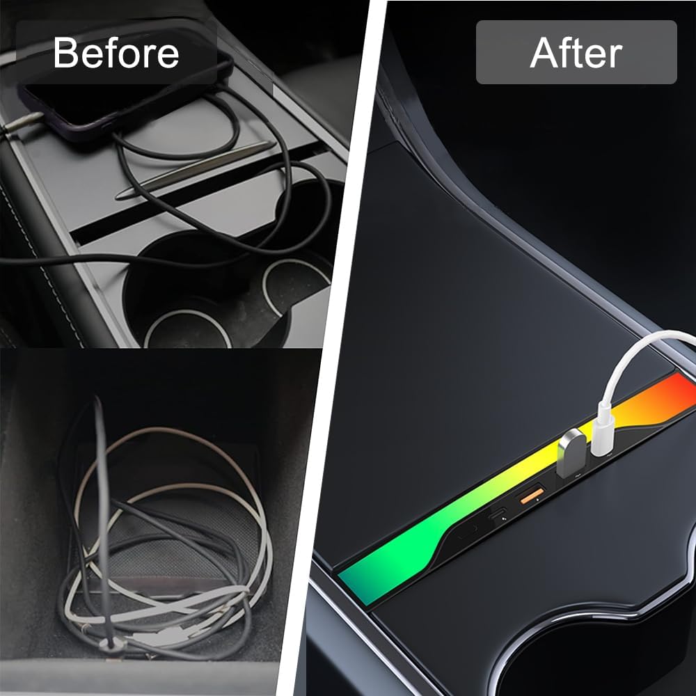 Model y Hub USB con Tesla Ambient Lighting Modelo 3 consola central. USADO