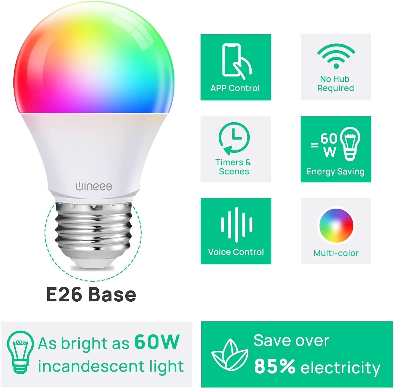 Bombillas inteligentes, WiFi, funciona con Alexa, cambio de color.