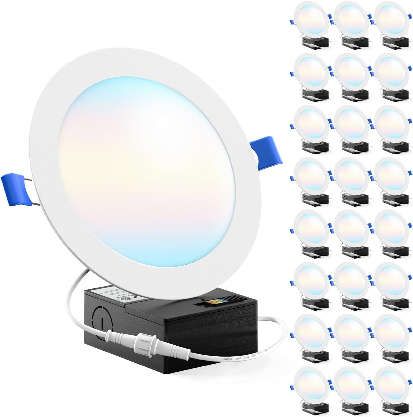 Paquete de 24 luces LED, empotrables de 6", ultradelgadas, Sunco.