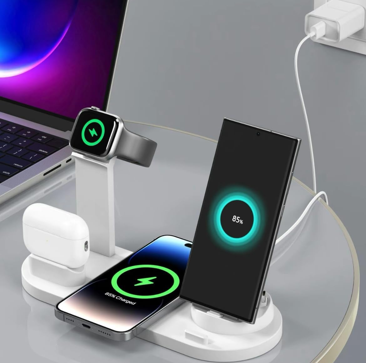 Estación de carga inalámbrica para múltiples dispositivos, Rosegold.