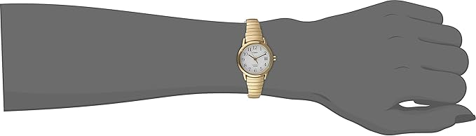 Reloj TIMEX, con fecha, dorado, extensible expandible, acero inoxidable.