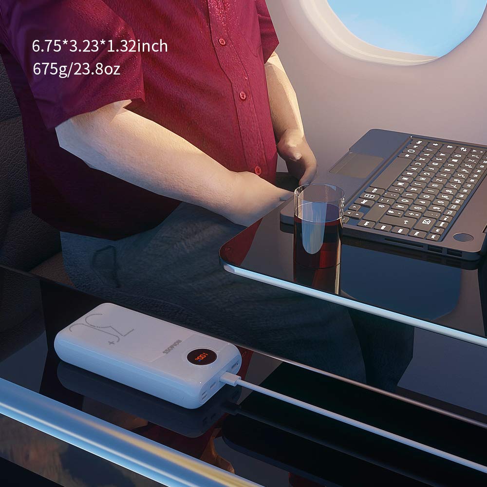 ROMOSS Banco de energía USB C, 30000mAh, 3 salidas y 3 entradas.