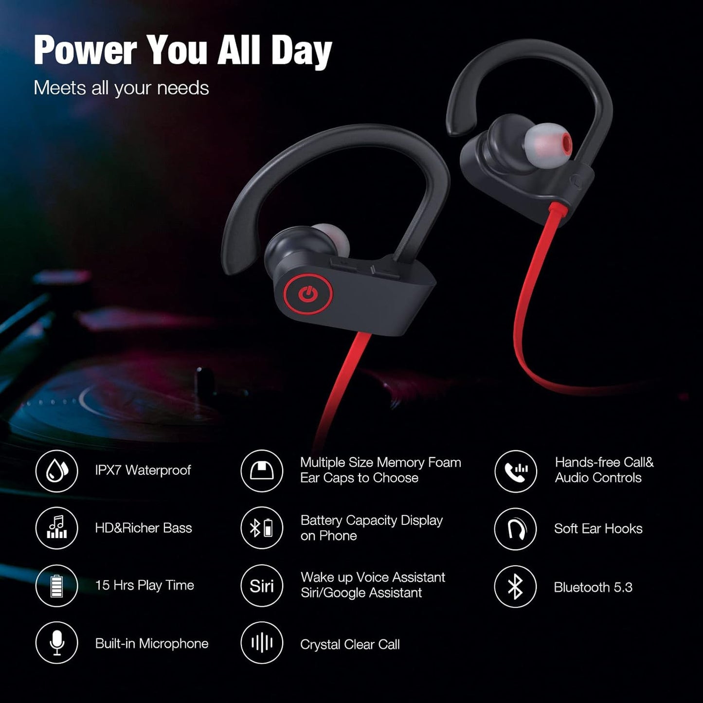 Auriculares Bluetooth Boean U8 IPX7 HiFi Bass