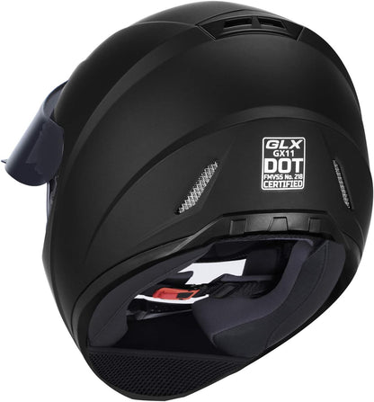 GLX Casco compacto, ligero, cara completa, visera extra tintada. Talla L