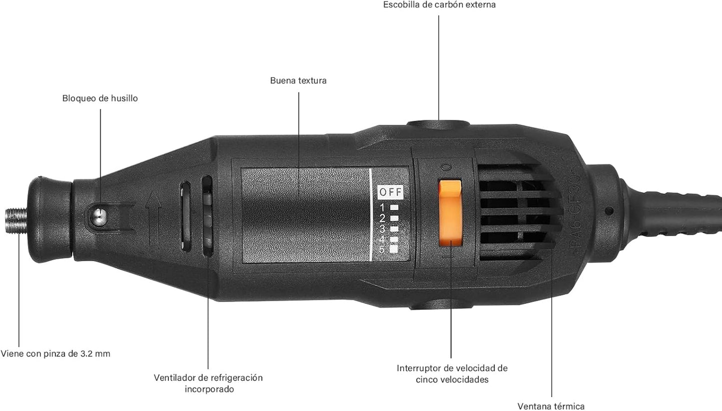 Mini taladrado, para corte, lijado, pulido y grabado, DIY.
