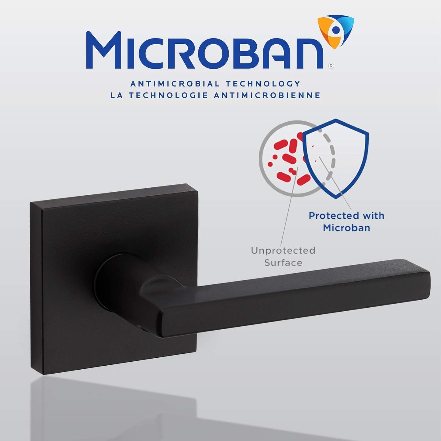 Manija frontal de perfil bajo con interior de palanca de puerta Halifax  Kwikset