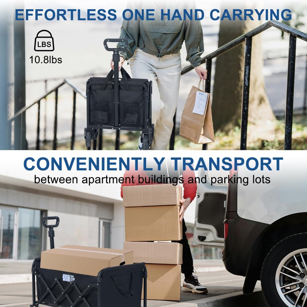 Carro plegable plegable, resistente, 180 lbs. (Detalle en rueda).