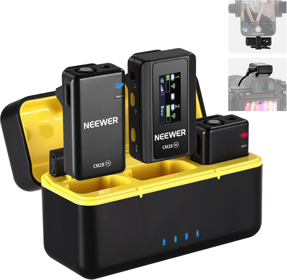 NEEWER CM28 Micrófono Lavalier Inalámbrico 2TX 1RX 4GB