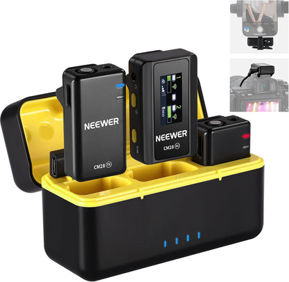 NEEWER CM28 Micrófono Lavalier Inalámbrico 2TX 1RX 4GB