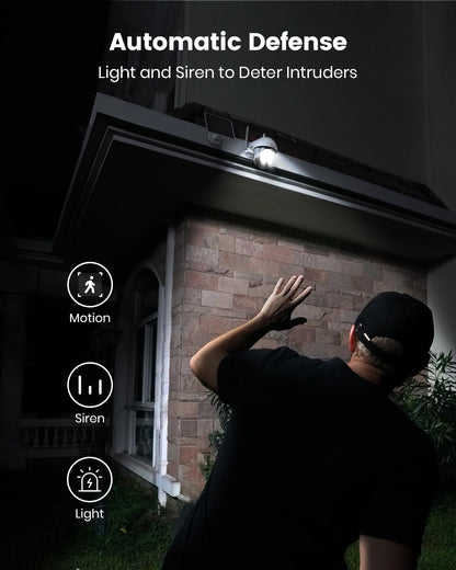 Cámara Seguridad Solar DEKCO Inalámbrica Exterior PTZ WiFi 2 Pieza.