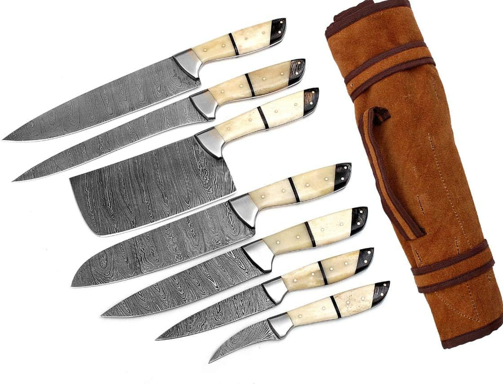 Cuchillos de cocina profesionales GLADIATORSGUILD acero de Damasco 7 piezas
