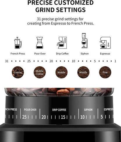 Molinillo Café SHARDOR Cónico 31 Niveles Temporizador
