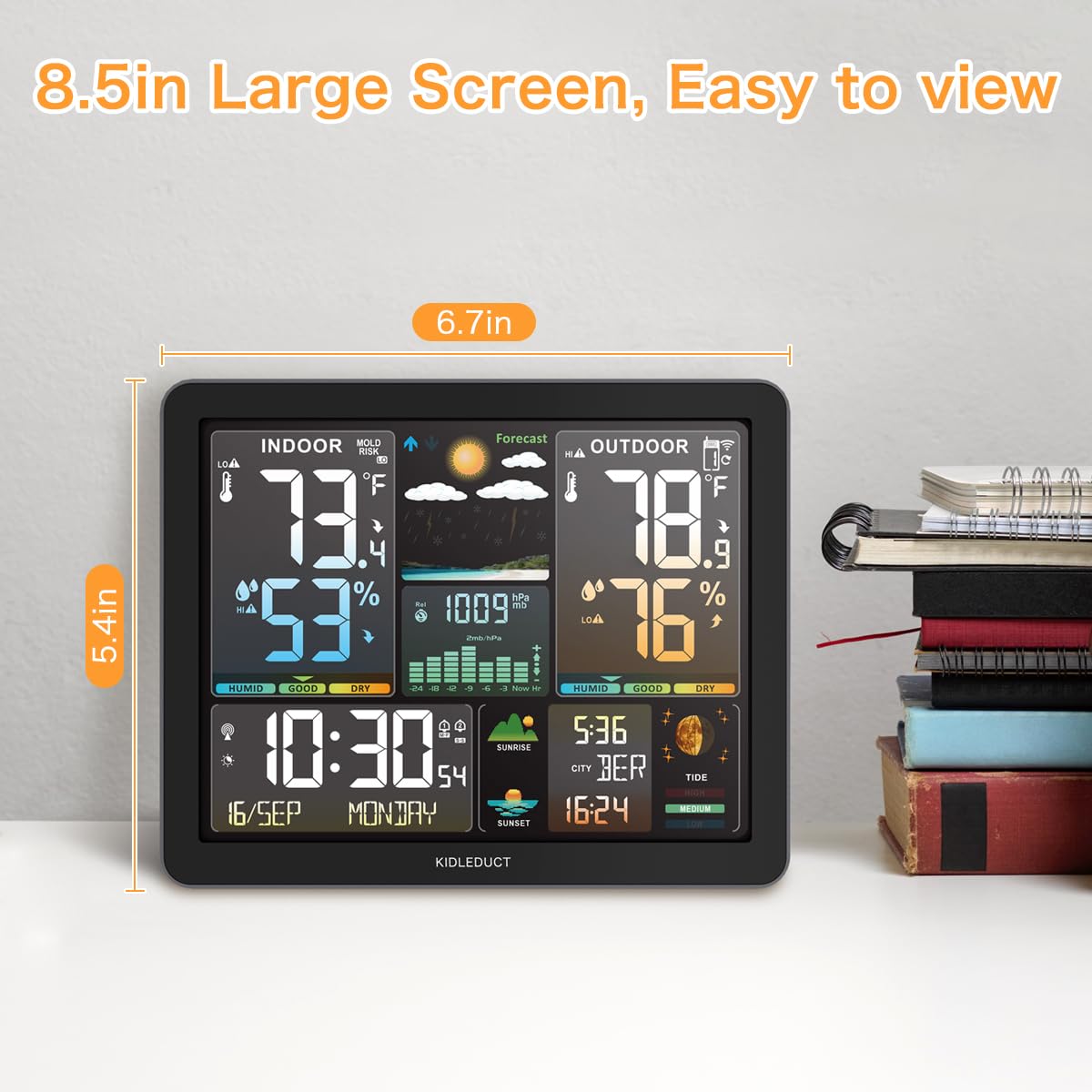 KIDLEDUCT - Termómetro inalámbrico para interiores y exteriores.