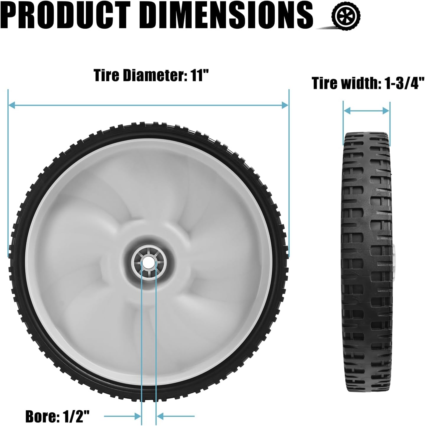Ruedas traseras de repuesto para podadora, MTD, Craftsman, Toro, 11"