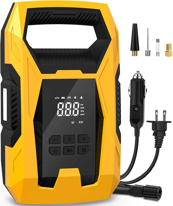 Carsun Inflador de Llantas AC/DC con Manómetro Digital y Apagado Automático.