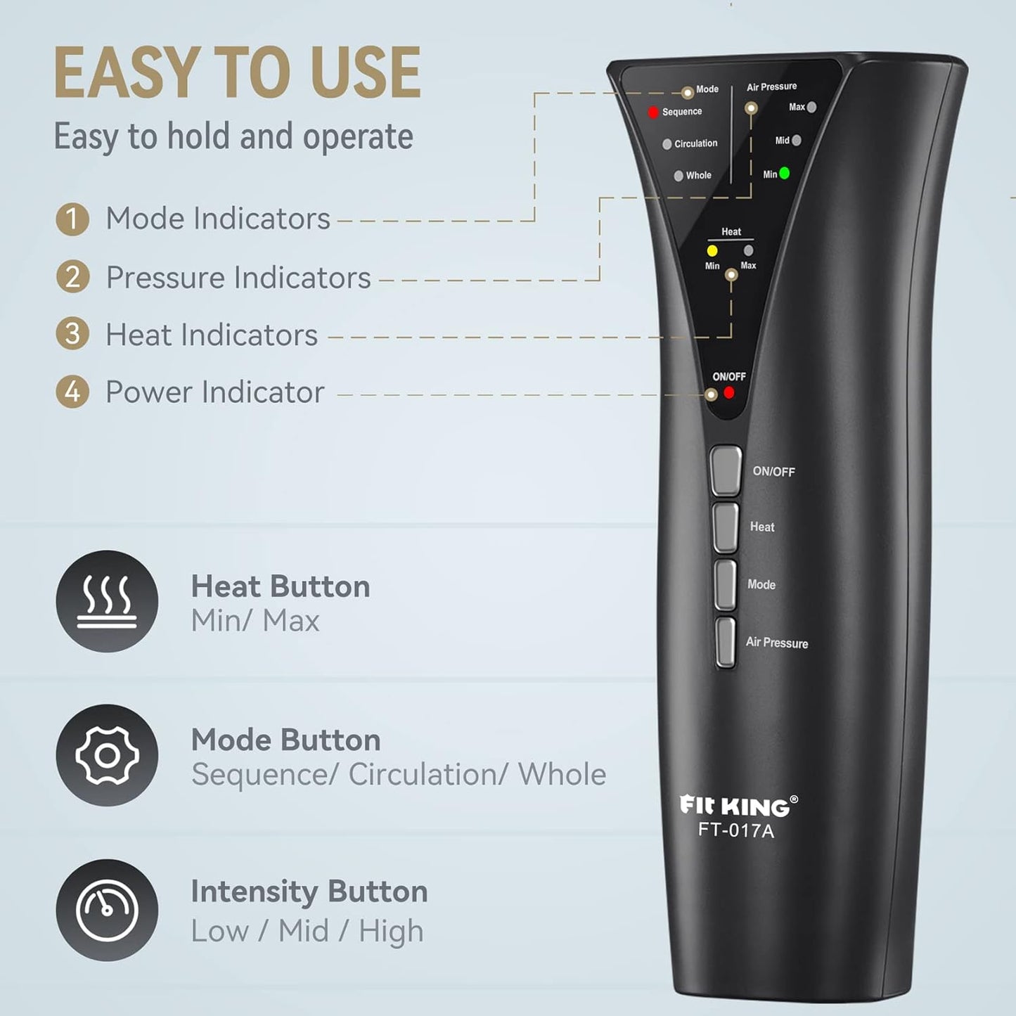 Masajeador de piernas para circulación con calor FIT KING FT-017A