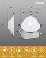 Ensenior Paquete de 4 luces LED empotrables 4"