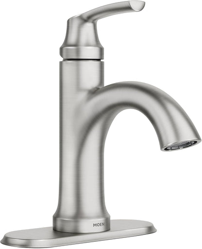 Grifo central para lavabo de baño, Moen 84980SRN Wellton, níquel cepillado.
