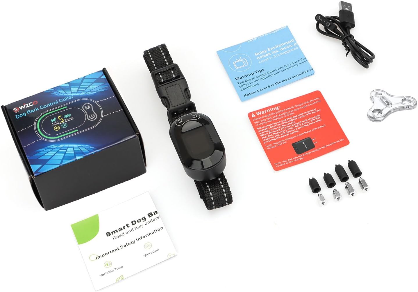 Wizco - Collar de ladridos inteligente recargable para perros.