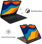 Funda con teclado inalámbrico, giratorio para iPad Pro 12.9" 3rd-6th GEN