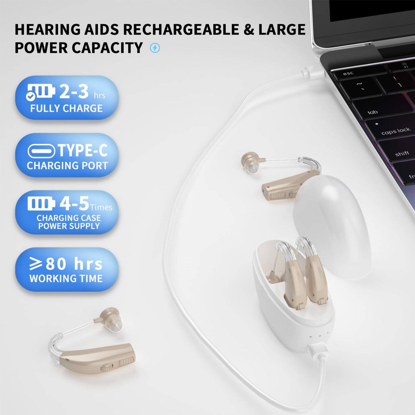 Auxiliares auditivos Wuvee, recargables, para personas mayores.