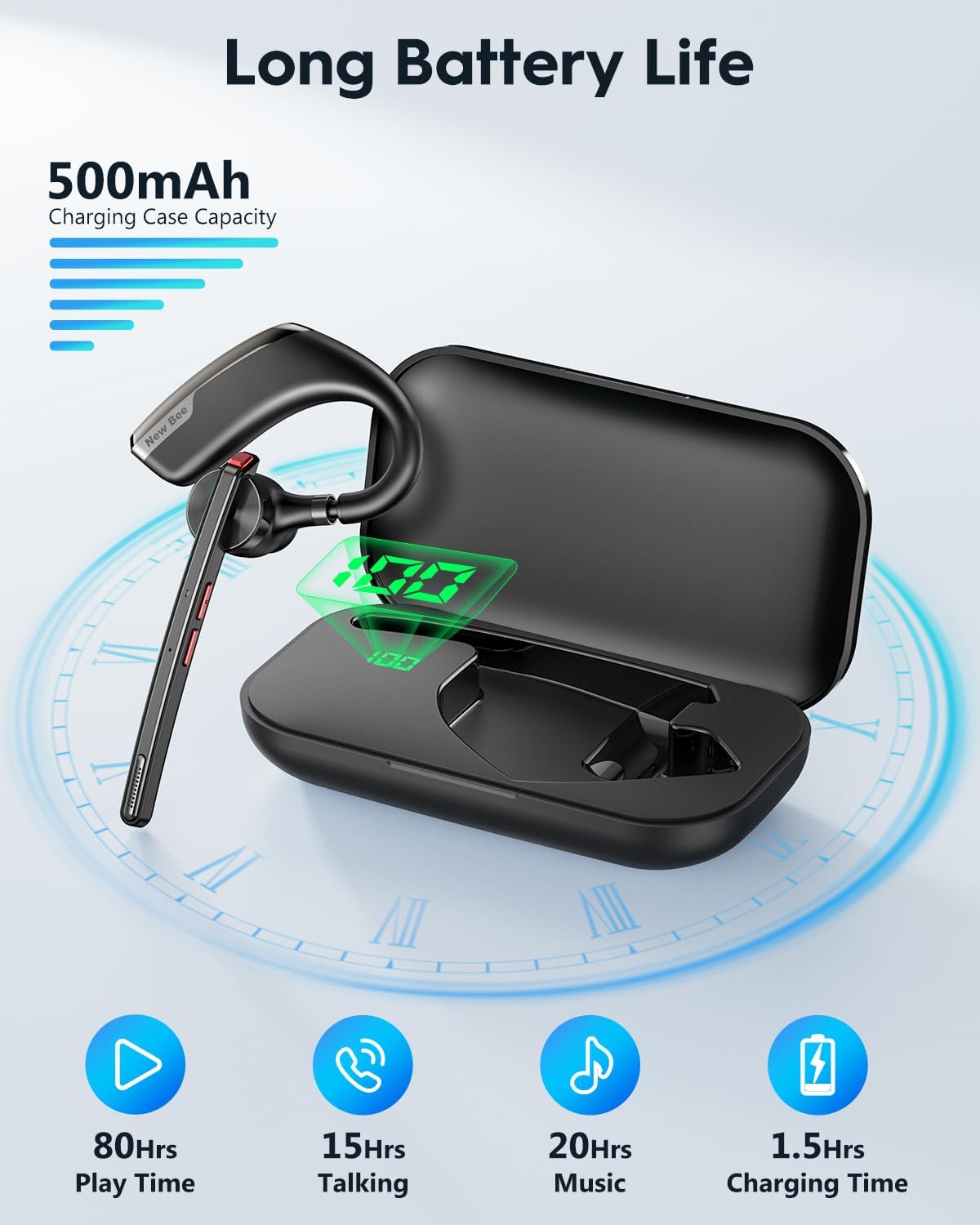 New bee Auricular Bluetooth,Auriculares Manos Libres.