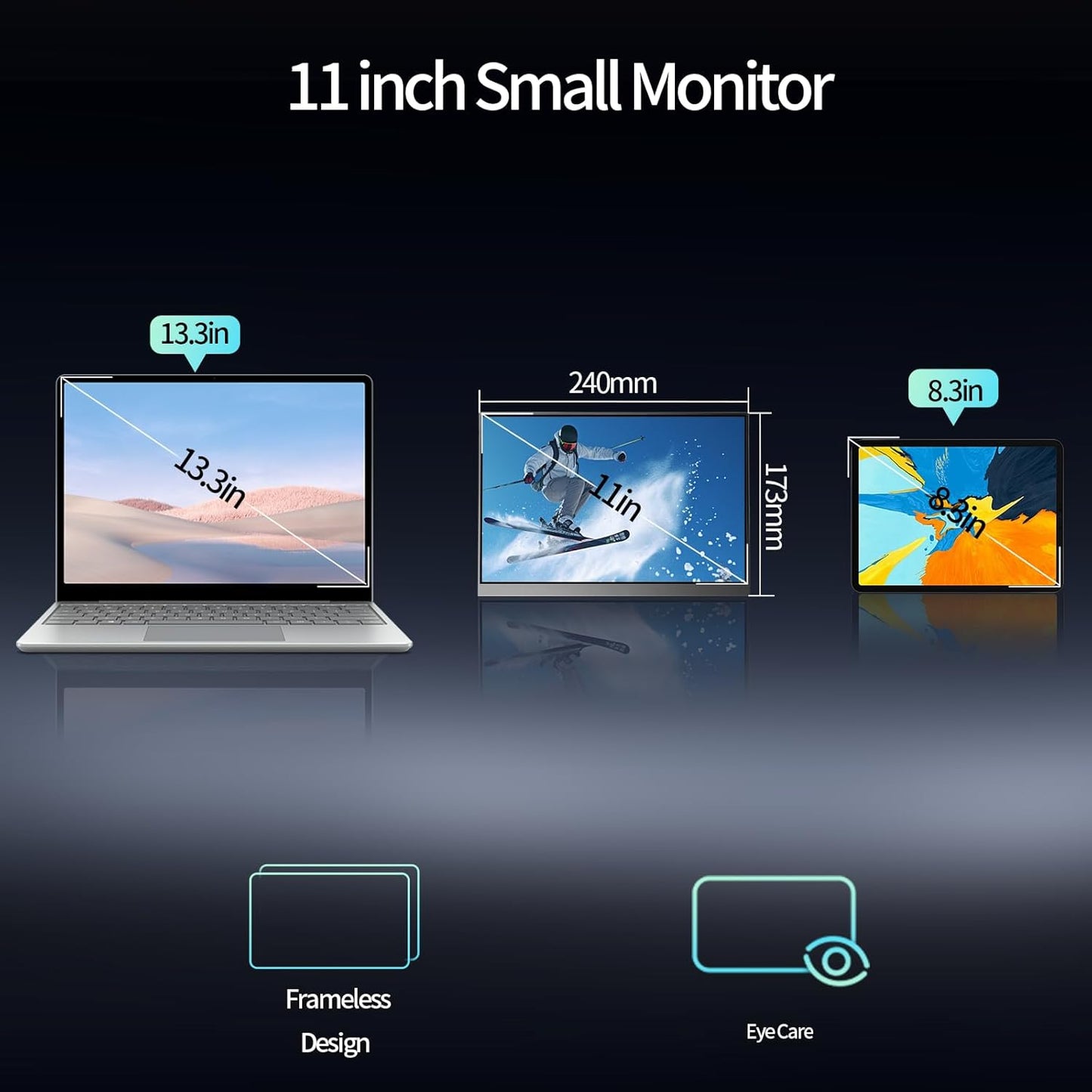 Monitor portátil StarXnDa de 11", 2160 x 1440, 2K, USB C, HDMI.