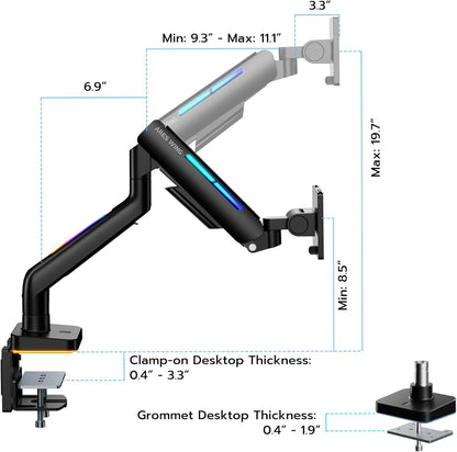 Brazo de monitor ARES WING  para pantalla de 17 a 49 pulgadas.