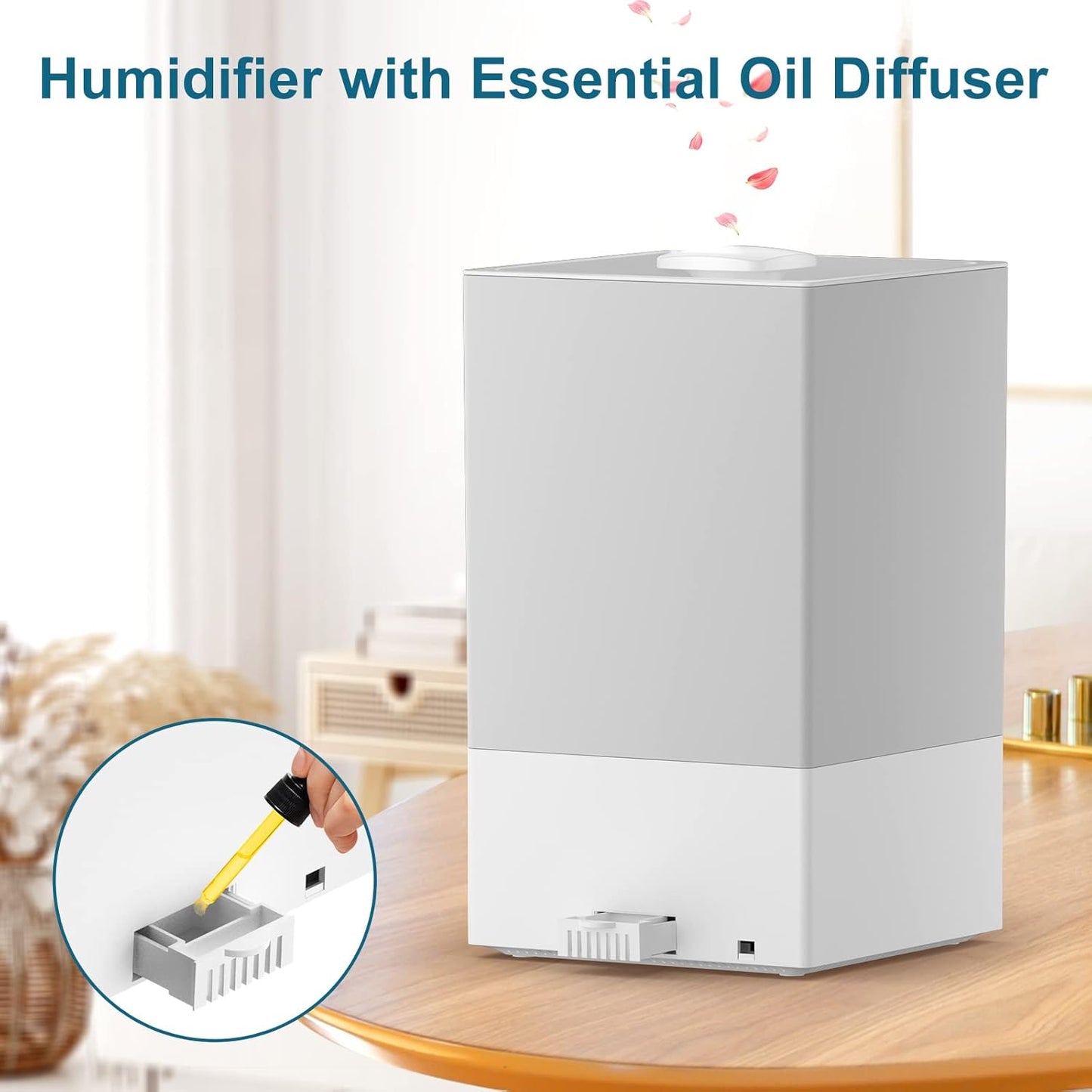 Humidificador de 6 litros, con difusor de aceites, silencioso.