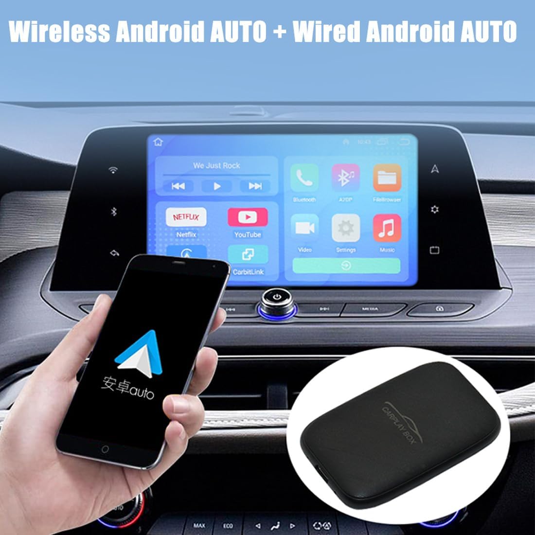 Adaptador inalámbrico Carplay, Android con cable automático.