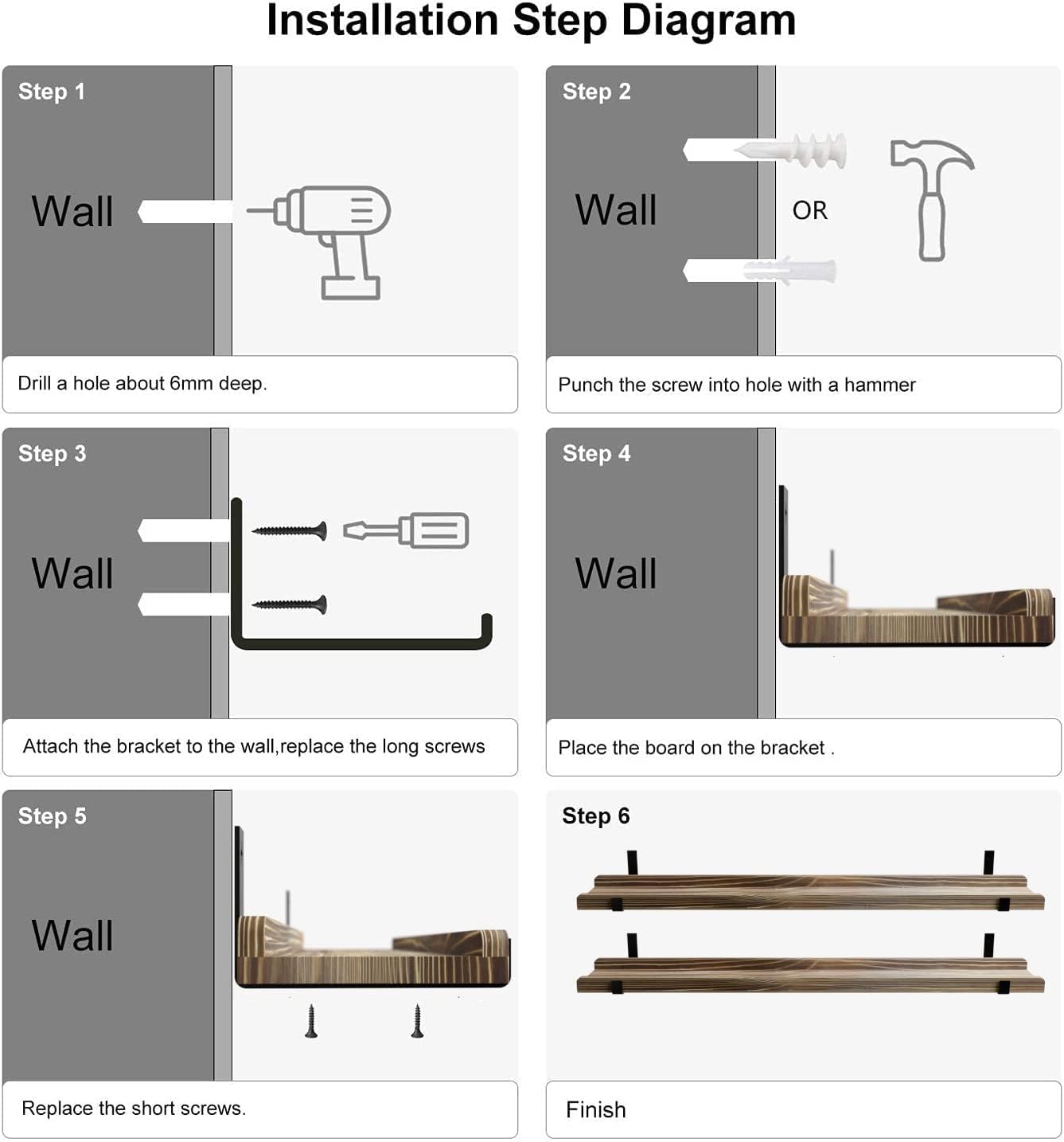 Juego de repisas flotantes, madera natural de pino, 36", forma de U.