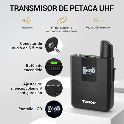 Set de Micrófonos Inalámbricos Tonor TW388, UHF 8 X 12 (USADO)