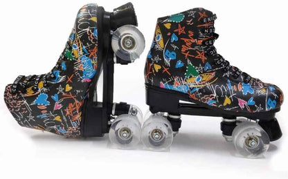 Patines de doble fila, ruedas con luces, diseño de graffiti (TALLA 41).